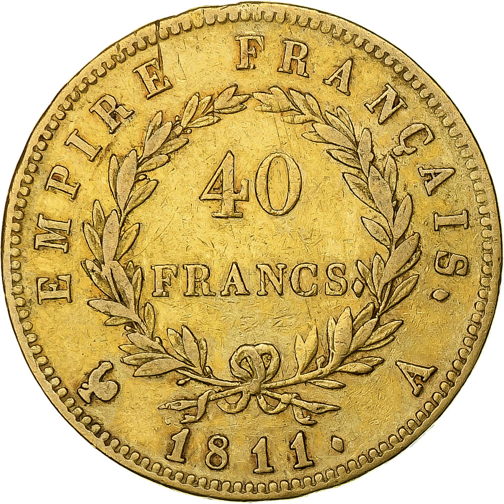 Munten, Frankrijk, Napoleon I, 40 Francs, 1811, Paris, ZF, Goud, KM:696.1