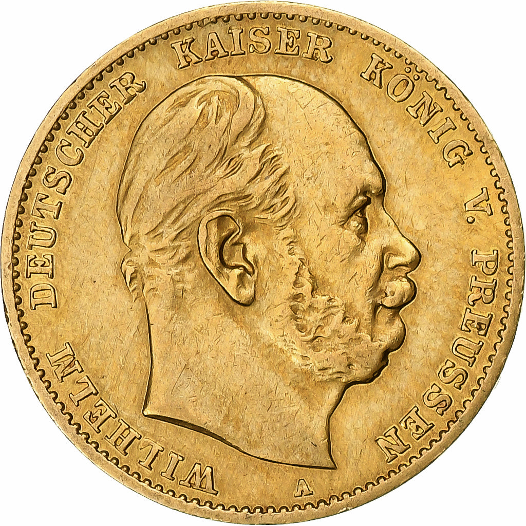 German States, PRUSSIA, Wilhelm I, 10 Mark, 1877, Berlin, Gold, AU(50-53)