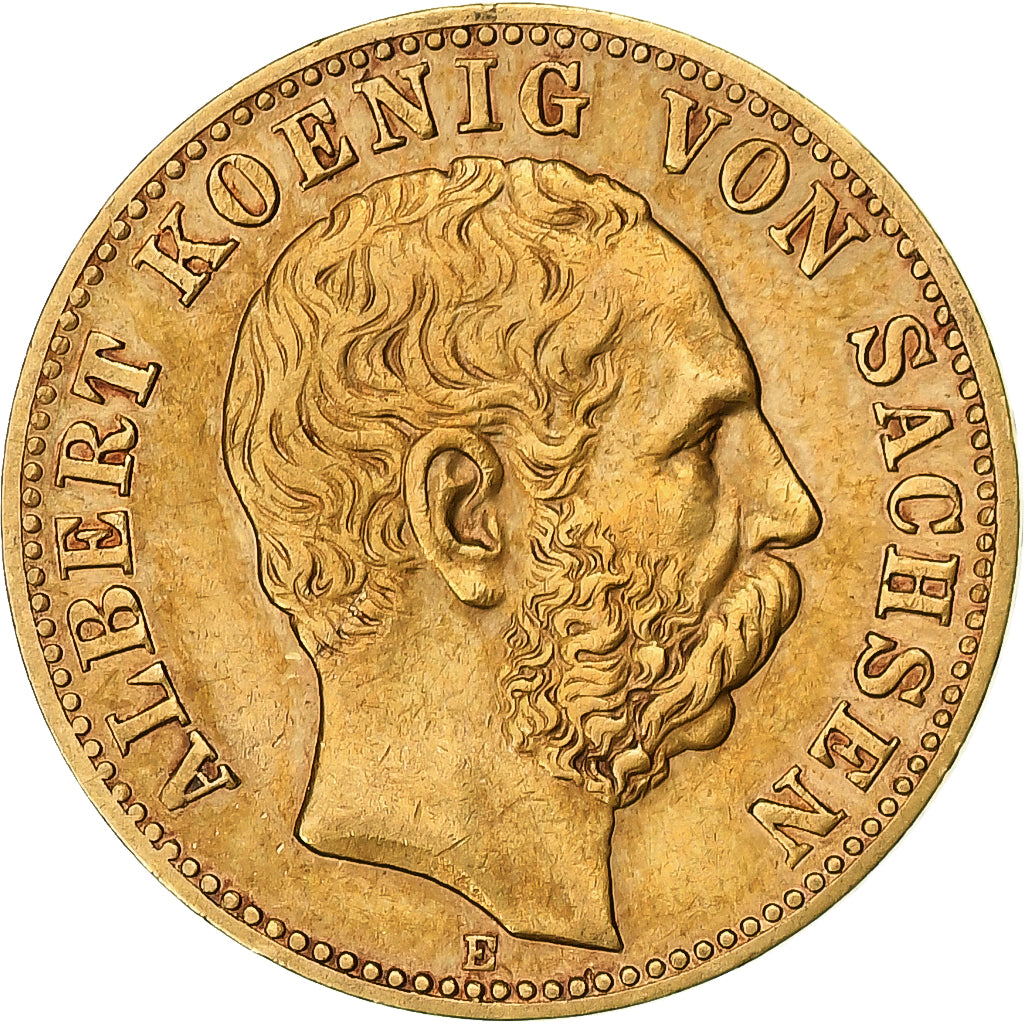 German States, SAXONY-ALBERTINE, Albert, 10 Mark, 1891, Muldenhütten, Gold