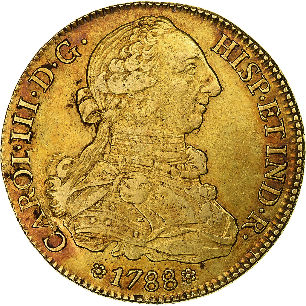 Spain, Charles III, 8 Escudos, 1788, Seville, Gold, AU(50-53), KM:409.2a