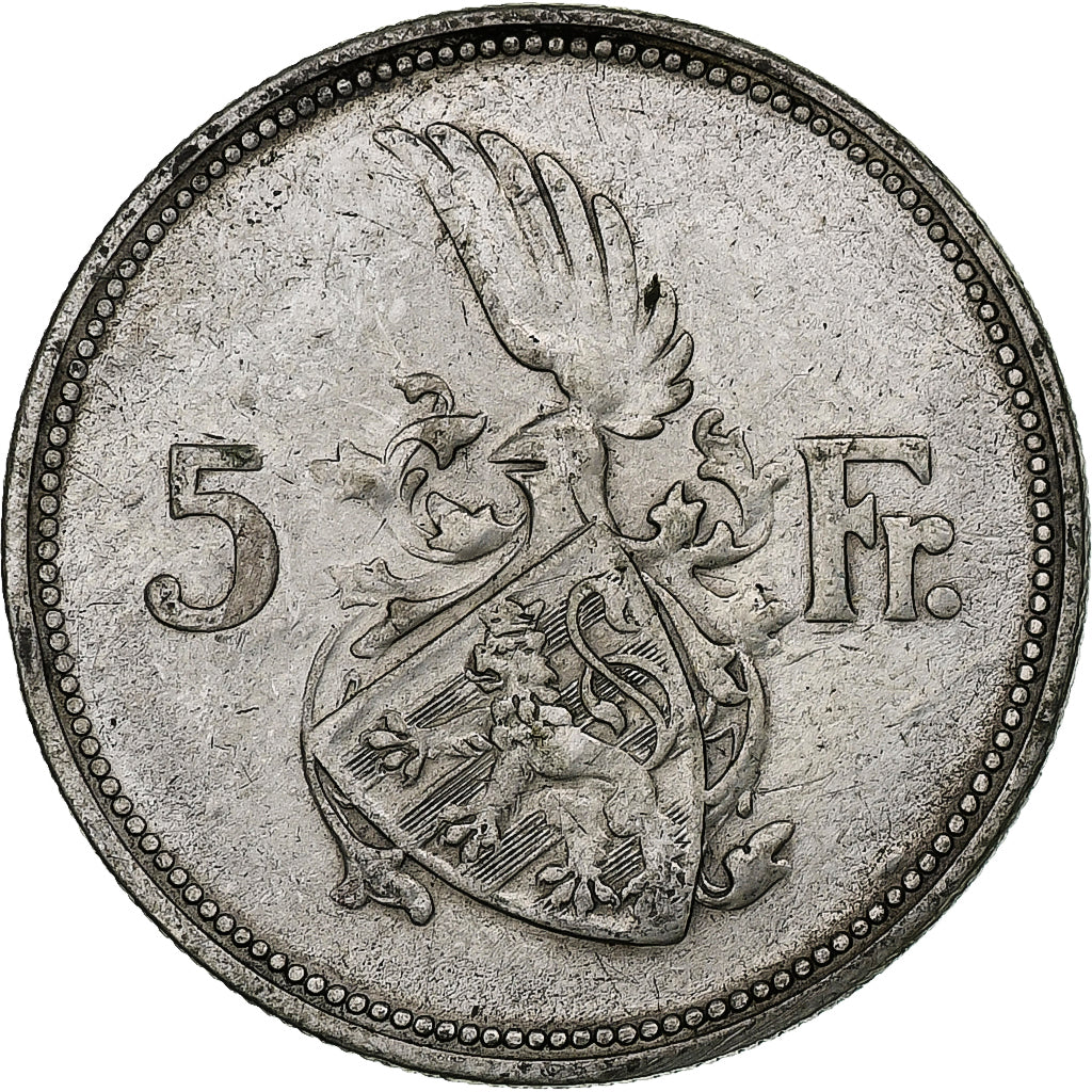 Coin, Luxembourg, Charlotte, 5 Francs, 1929, VF(30-35), Silver, KM:38