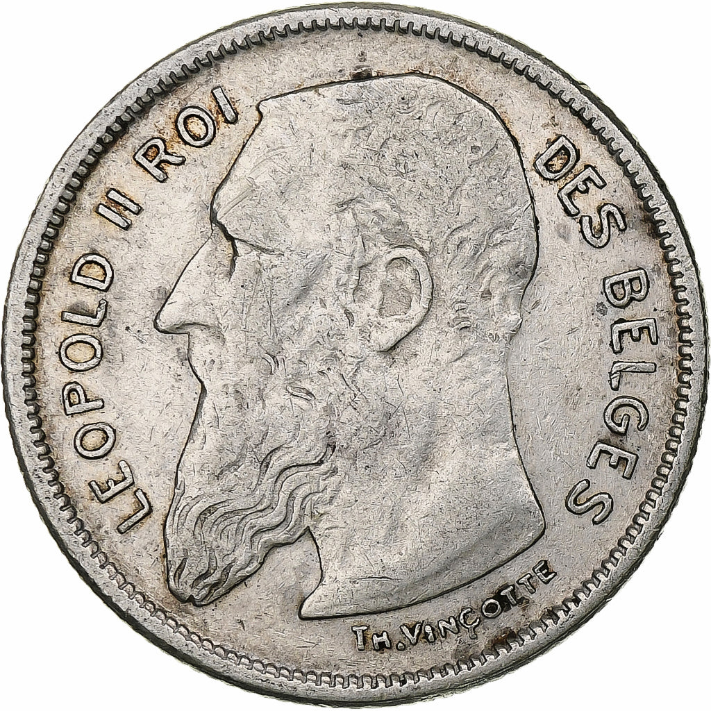 Belgium, Leopold II, 2 Francs, 2 Frank, 1909, Silver, EF(40-45), KM:58.1