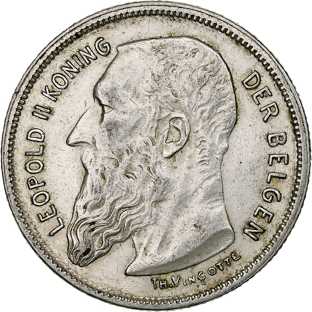 Belgium, Leopold II, 2 Francs, 2 Frank, 1909, Silver, AU(50-53), KM:58.1