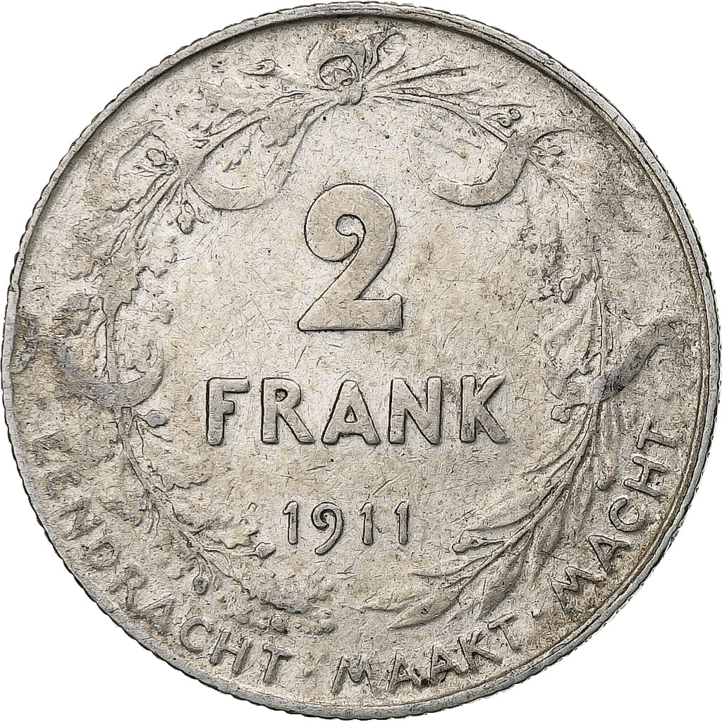 Belgium, 2 Francs, 2 Frank, 1911, Silver, VF(30-35), KM:74