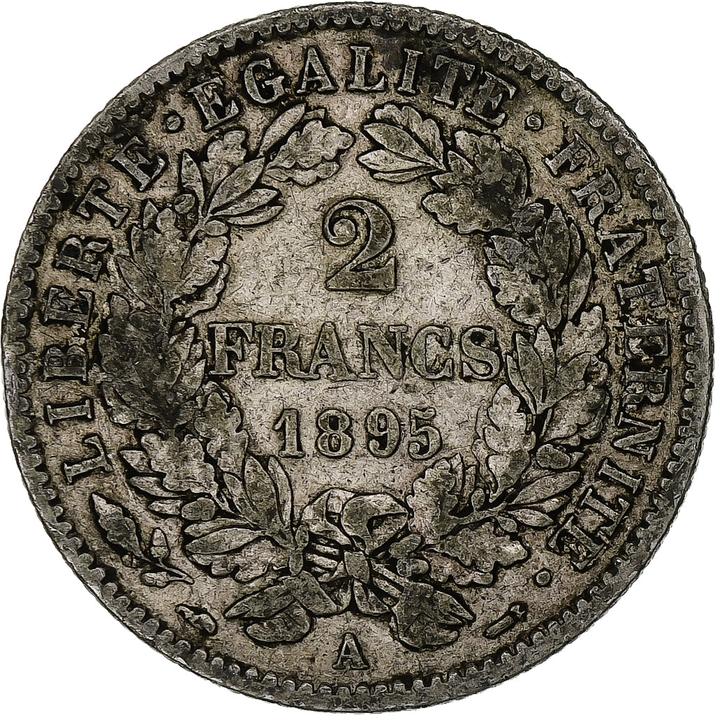 Coin, France, Cérès, 2 Francs, 1895, Paris, VF(30-35), Silver, KM:817.1