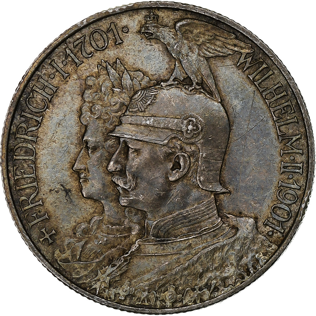 German States, PRUSSIA, Wilhelm II, 2 Mark, 1901, Berlin, Silver, AU(55-58)