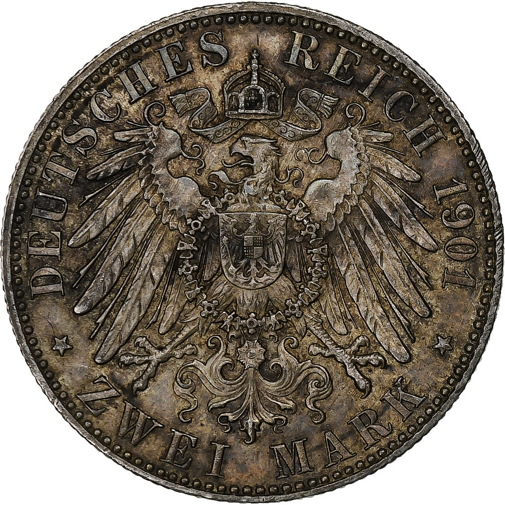 German States, PRUSSIA, Wilhelm II, 2 Mark, 1901, Berlin, Silver, AU(55-58)