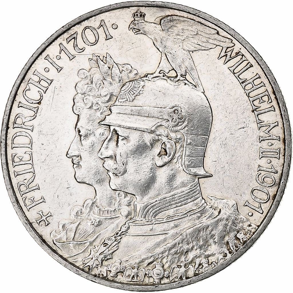 German States, PRUSSIA, Wilhelm II, 2 Mark, 1901, Berlin, Silver, AU(55-58)