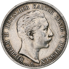 German States, PRUSSIA, Wilhelm II, 2 Mark, 1908, Berlin, Silver, EF(40-45)