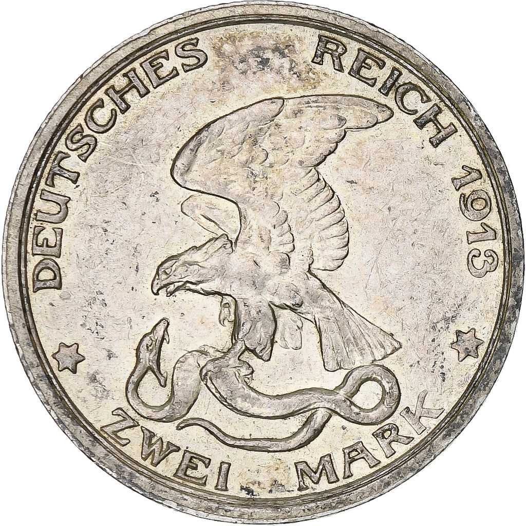 Landy niemieckie, PRUSSIA, Wilhelm II, 2 Mark, 1913, Berlin, Srebro, AU(50-53)