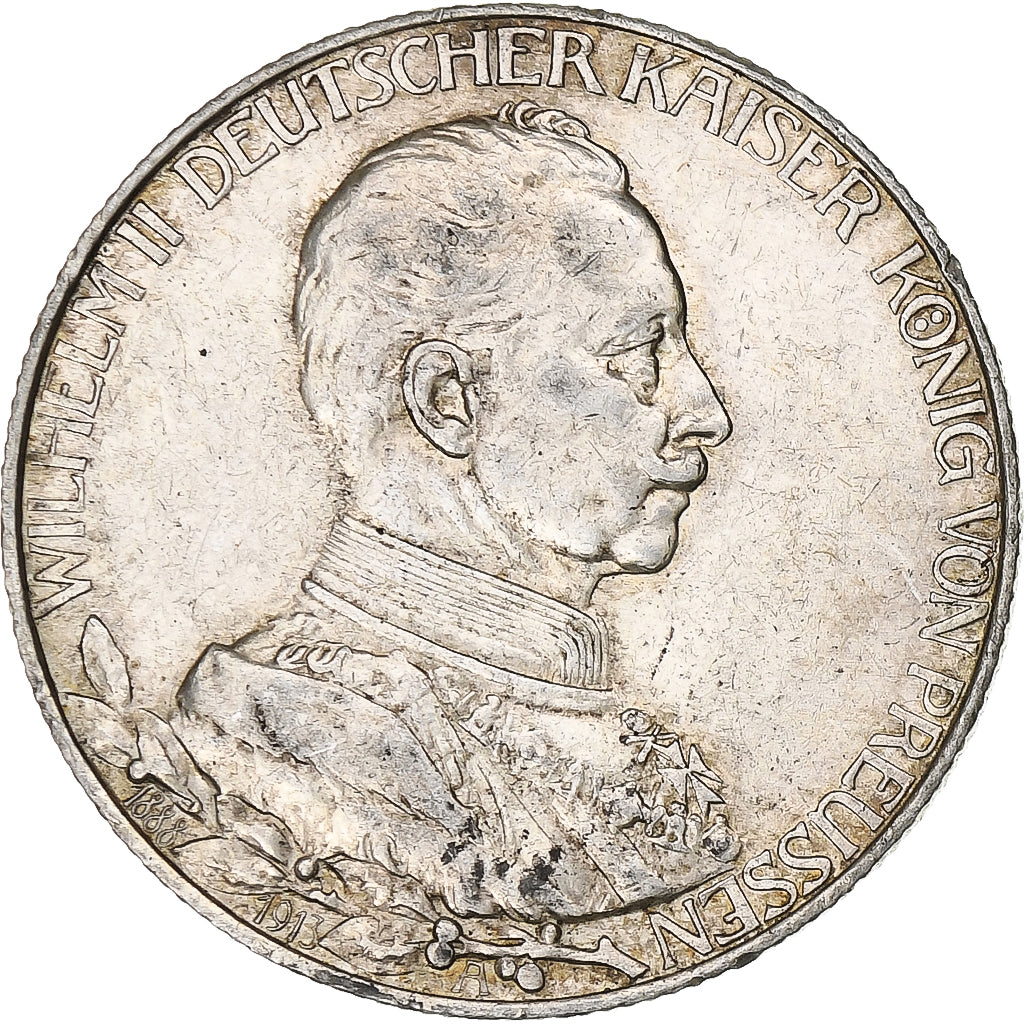 Landy niemieckie, PRUSSIA, Wilhelm II, 2 Mark, 1913, Berlin, Srebro, AU(55-58)