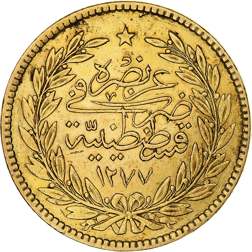 Turquie, Abdul Aziz, 500 Kurush, 1869/AH1277/9, Qustantiniyah, Or, TTB, KM:698