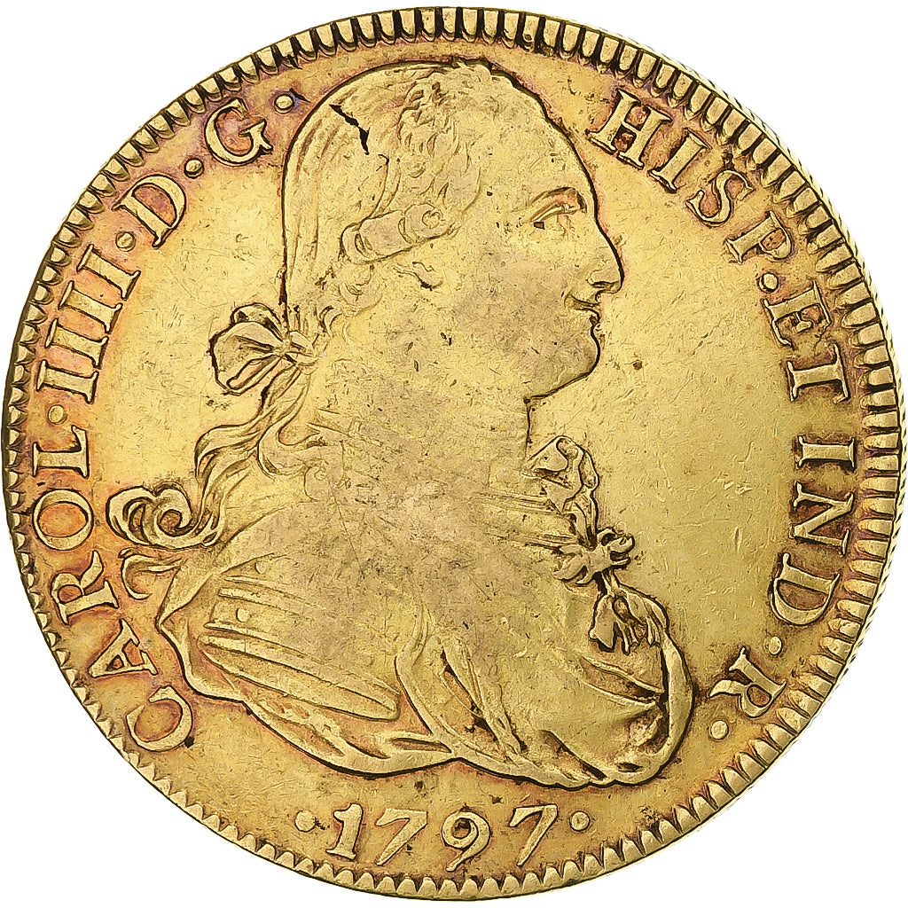 Mexico, Charles IV, 8 Escudos, 1797, Mexico City, Gold, EF(40-45), KM:159