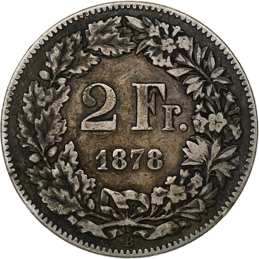 Coin, Switzerland, 2 Francs, 1878, Bern, VF(20-25), Silver, KM:21