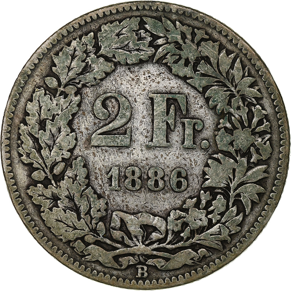 Coin, Switzerland, 2 Francs, 1886, Bern, VF(20-25), Silver, KM:21