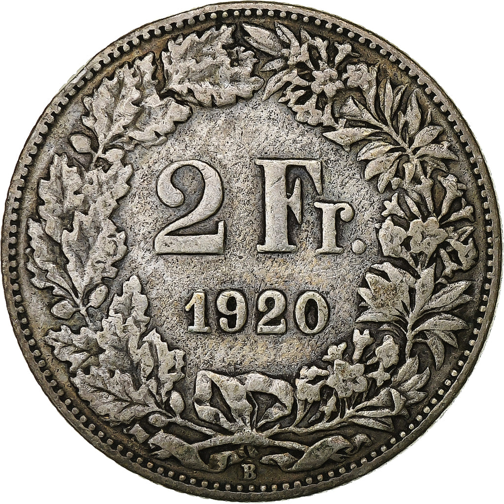 Switzerland, 2 Francs, 1920, Bern, Silver, VF(30-35), KM:21
