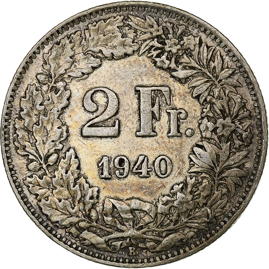 Switzerland, 2 Francs, 1940, Bern, Silver, VF(30-35), KM:21