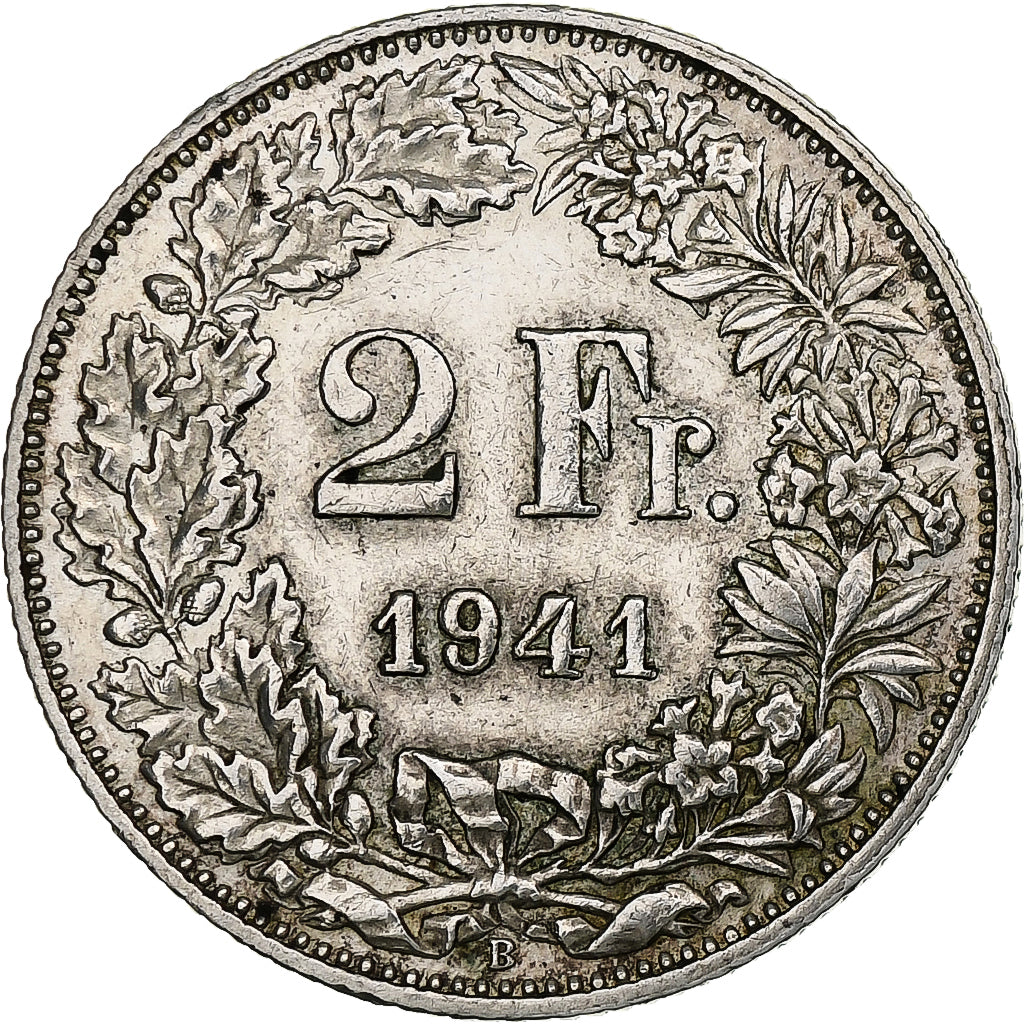Switzerland, 2 Francs, 1941, Bern, Silver, VF(30-35), KM:21
