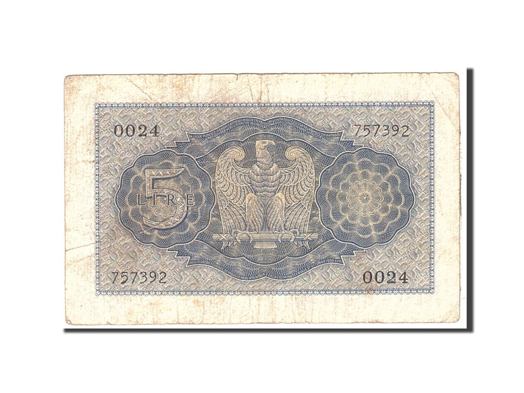 Italy, 5 Lire, 1940, KM:28, Undated, VF(20-25)