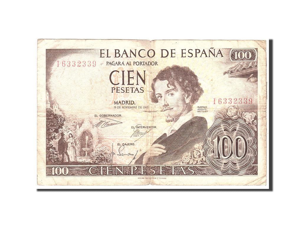 Spain, 100 Pesetas, 1965, KM:150, 1965-11-19, VF(30-35)