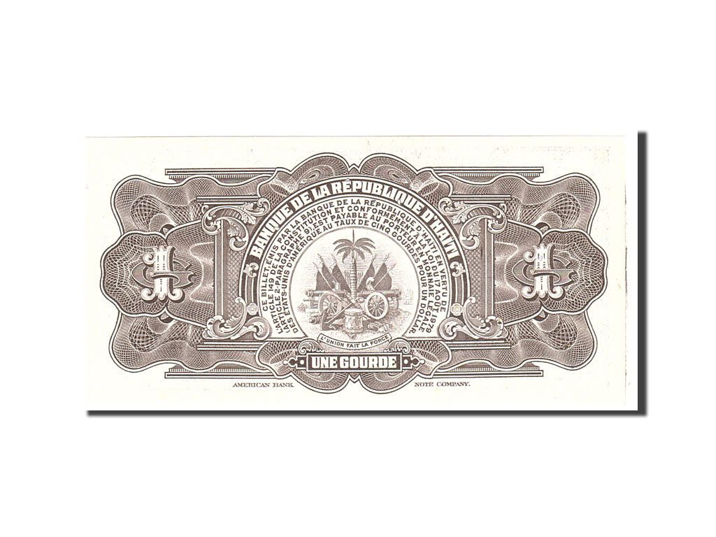 Banknote, Haiti, 1 Gourde, 1919, Undated, KM:200a, UNC(65-70)
