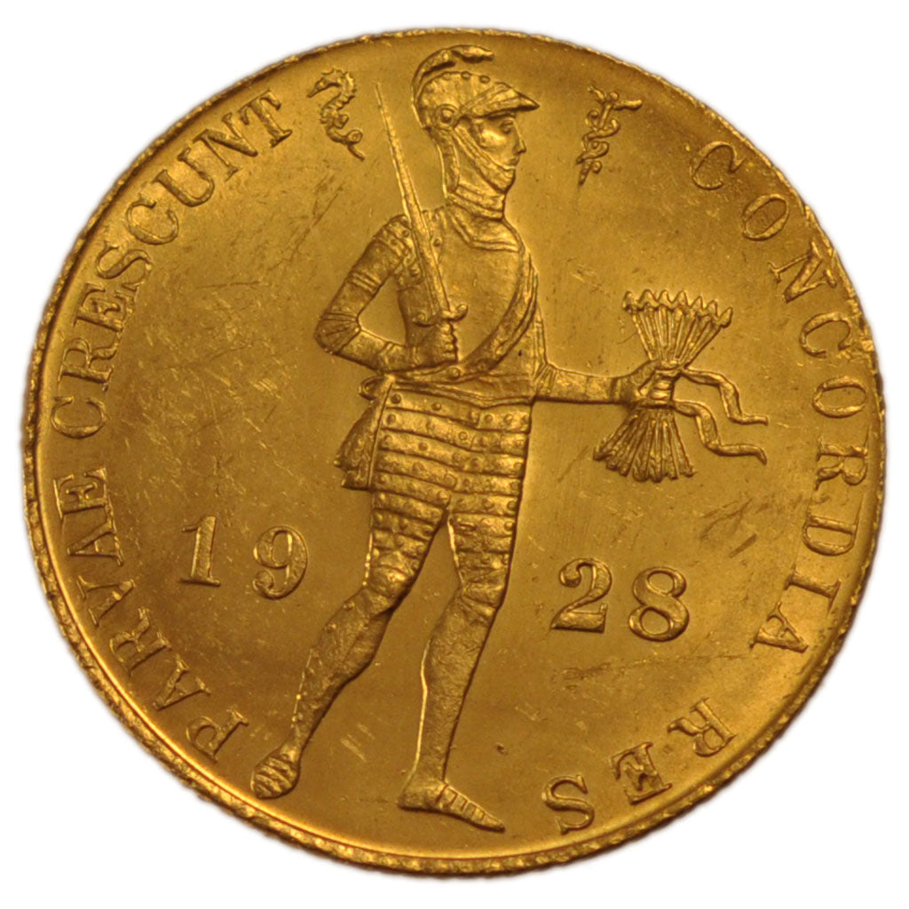 Netherlands, Ducat, 1928, Utrecht, KM #83.1, MS(60-62), Gold, 3.50