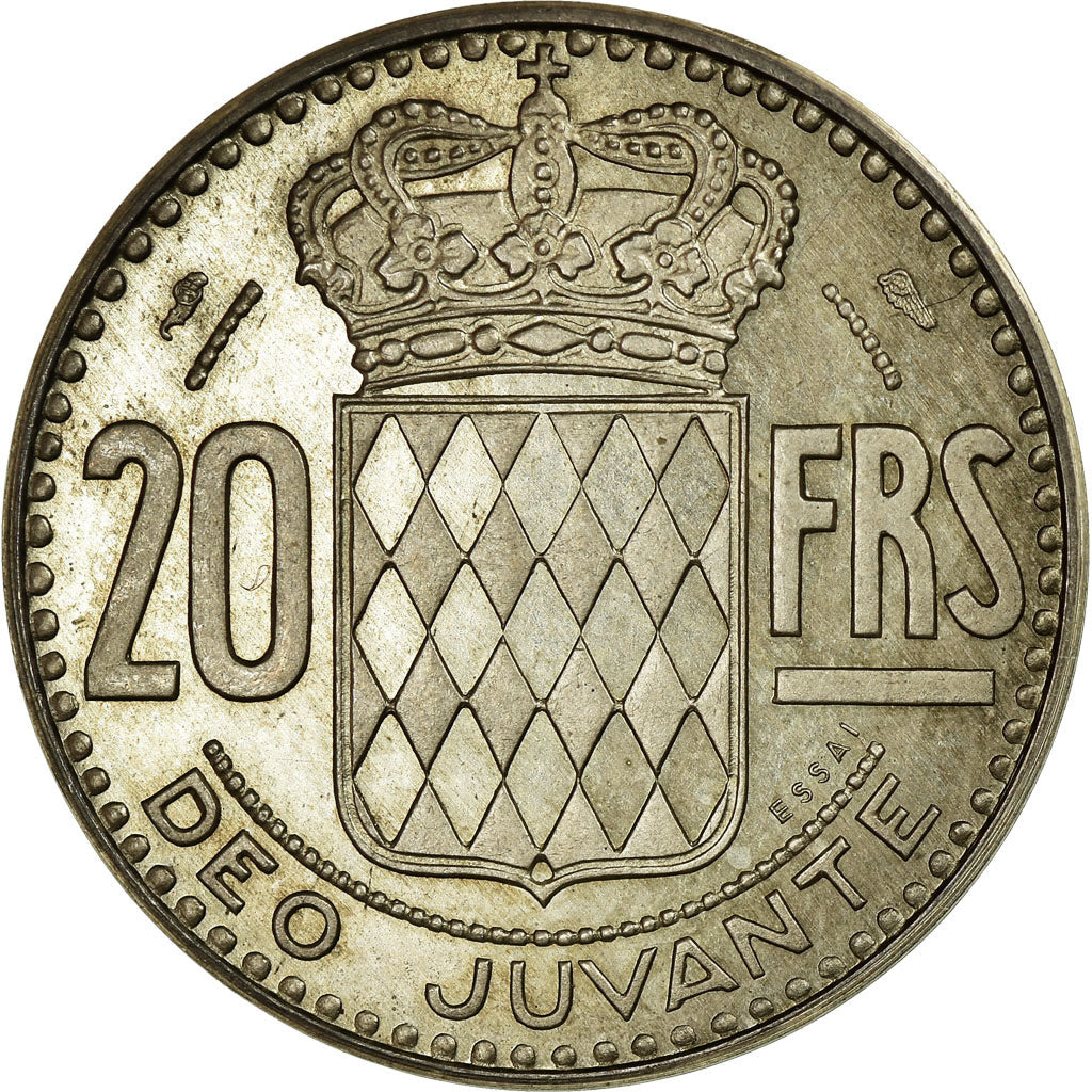 Coin, Monaco, 20 Francs, 1950, MS(60-62), Silver, Gadoury:124