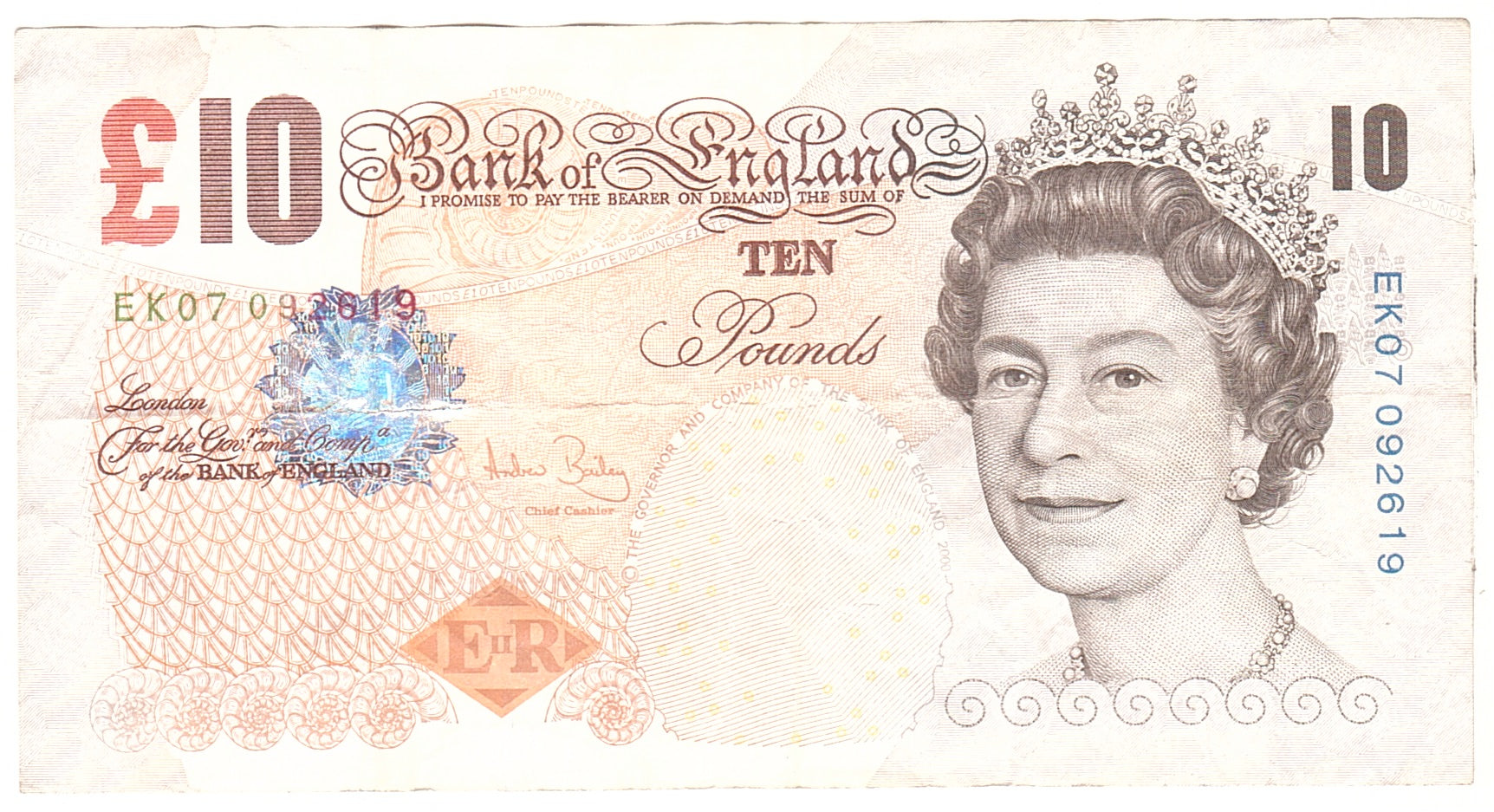 Banknote, Great Britain, 10 Pounds, 2004, Undated, KM:389c, EF(40-45)