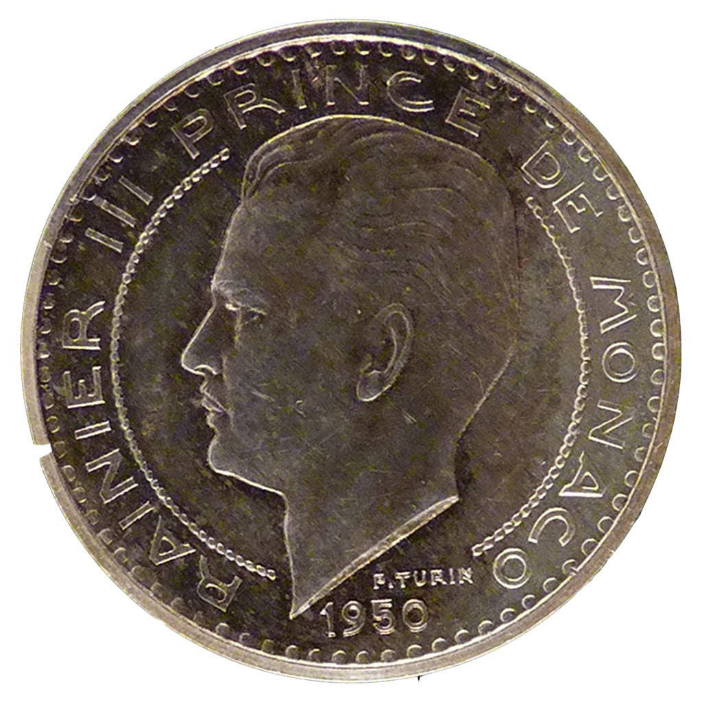 Monaco, 10 Francs, 1950, MS(60-62), Silver, Gadoury #123, 7.50