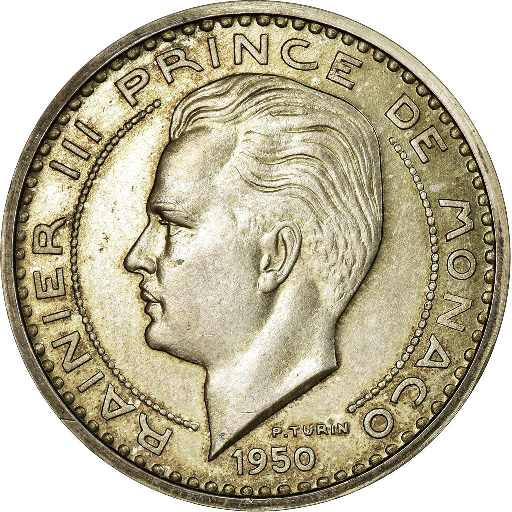 Coin, Monaco, 50 Francs, 1950, MS(60-62), Silver, Gadoury:125