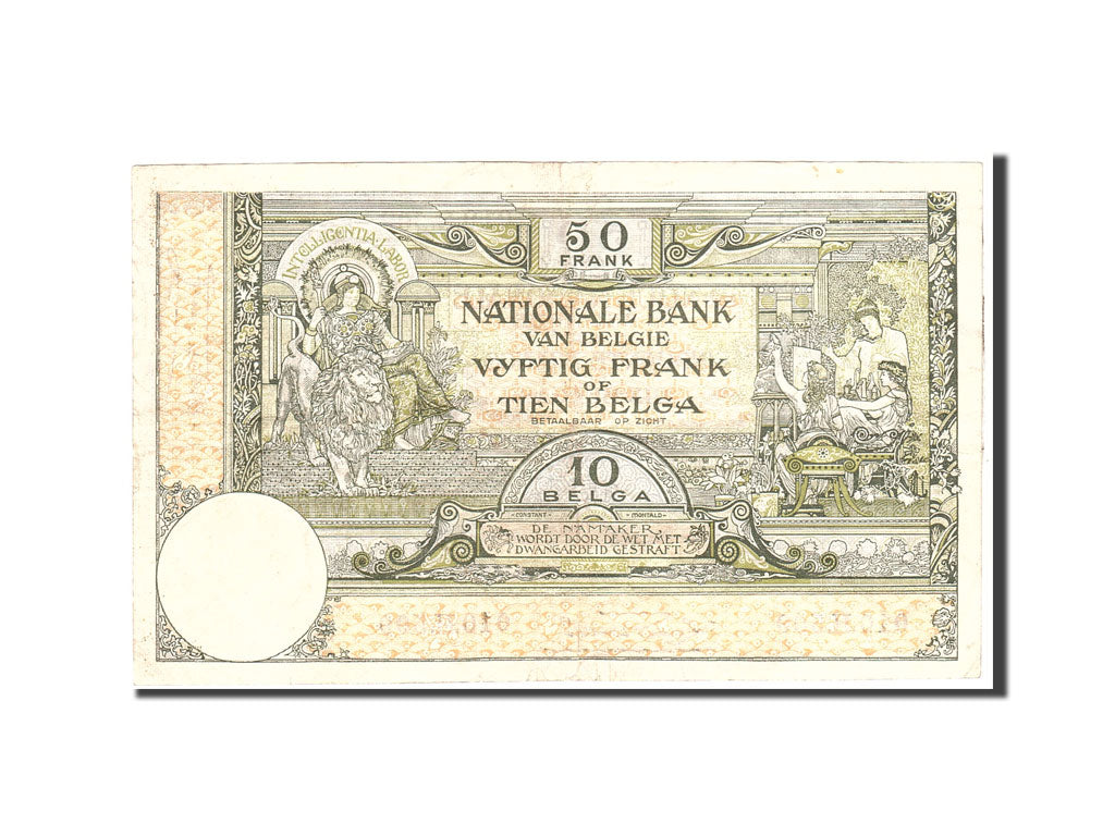 Banknote, Belgium, 50 Francs-10 Belgas, 1927, 1927-03-02, KM:99, EF(40-45)