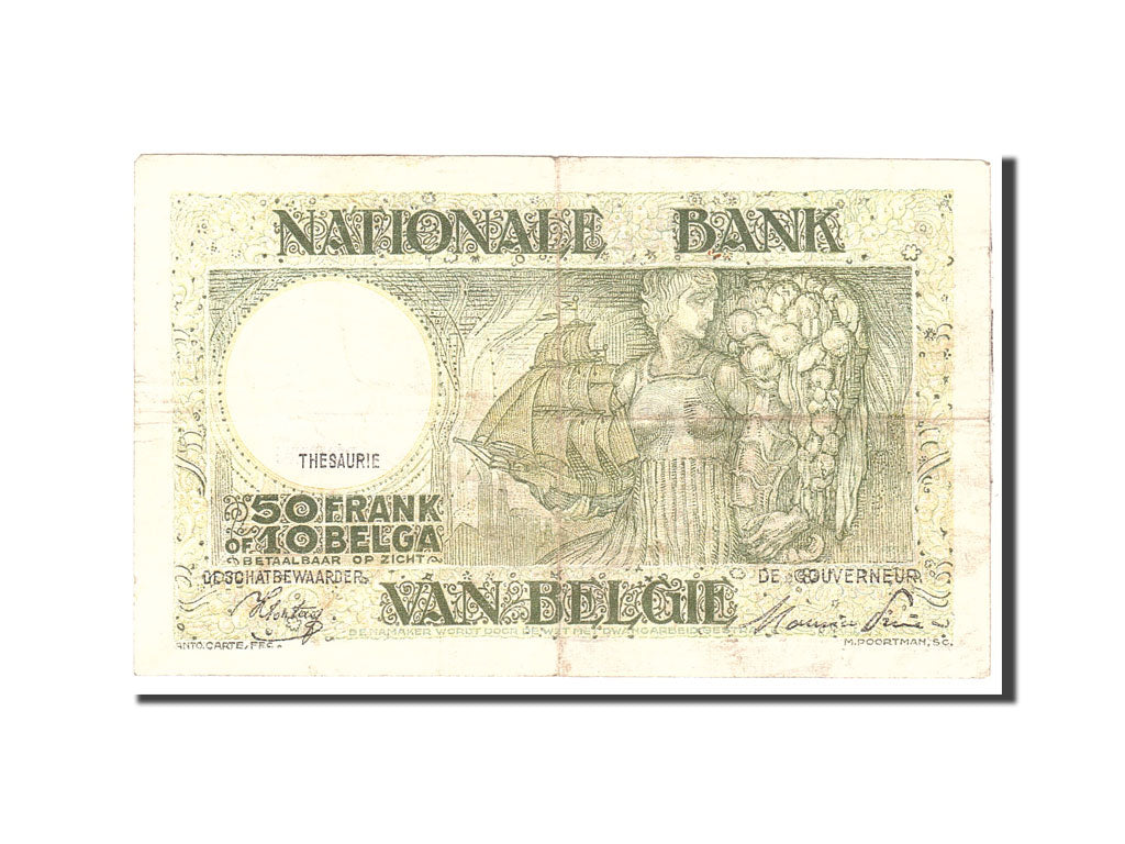 Banconote, Belgio, 50 Francs-10 Belgas, 1945, KM:106, 1945-01-19, BB