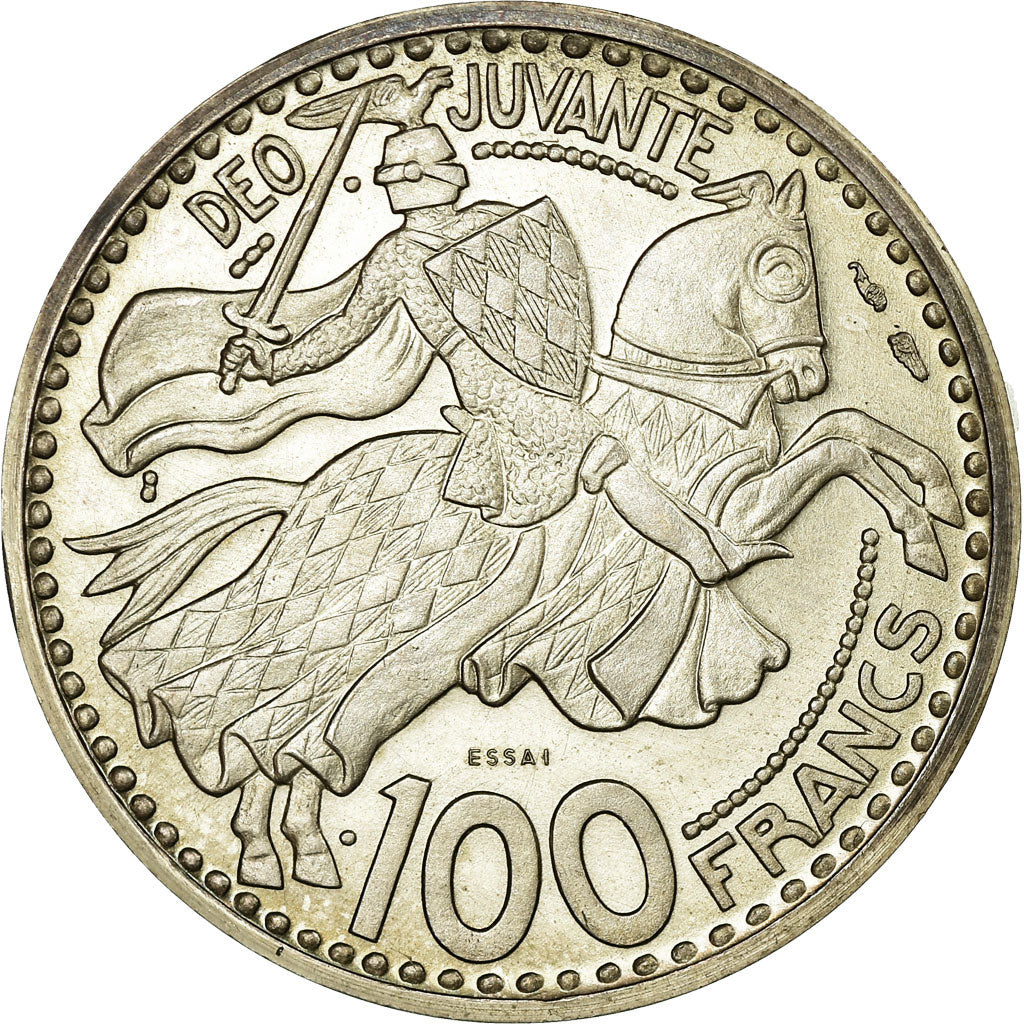 Coin, Monaco, 100 Francs, 1950, MS(60-62), Silver, Gadoury:126