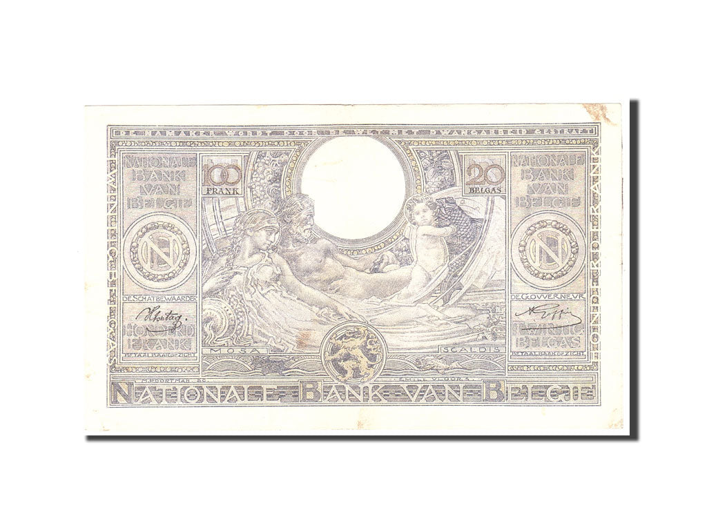 Banknote, Belgium, 100 Francs-20 Belgas, 1942, 1942-09-03, KM:107, AU(50-53)