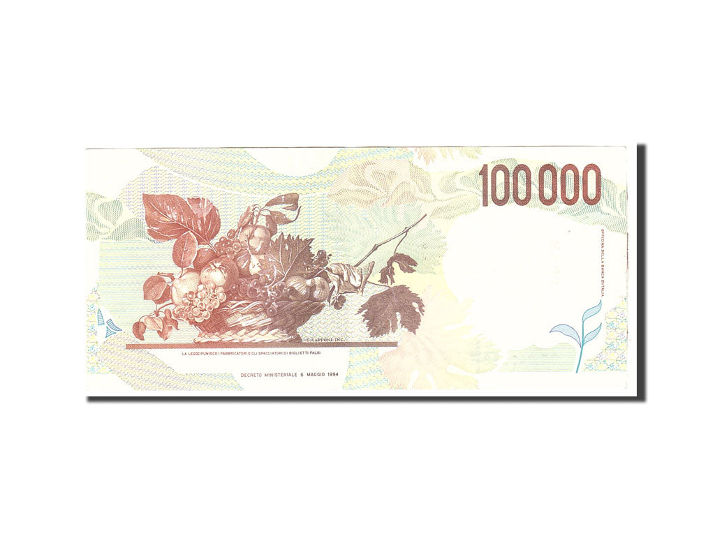 Banknote, Italy, 100,000 Lire, 1994, Undated, KM:117b, AU(55-58)