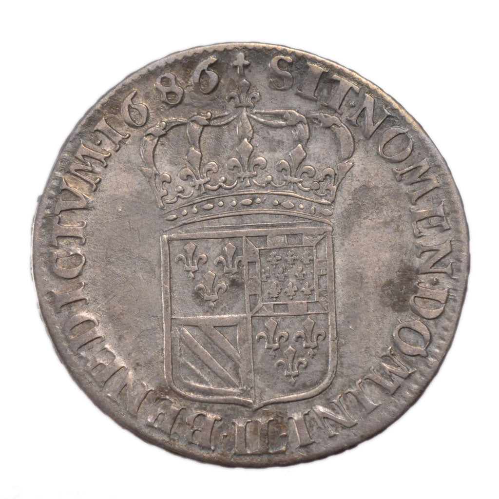 FRANCE, 1/2 Écu de Flandre, 1/2 ECU, 1686, Lille, KM #262.2, EF(40-45), Silver, 