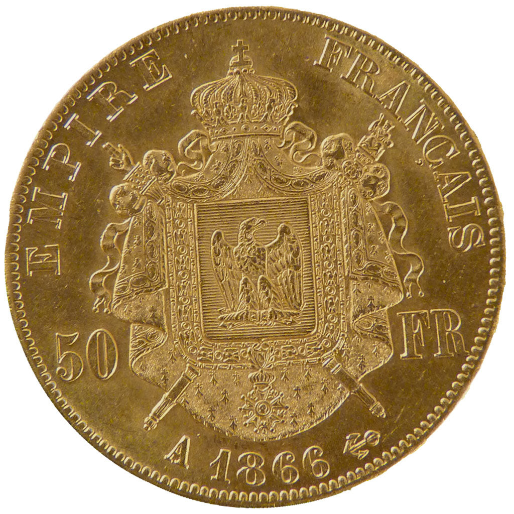 FRANCE, Napoléon III, 50 Francs, 1866, Paris, MS(60-62), Gold, Gadoury #1112, 1.