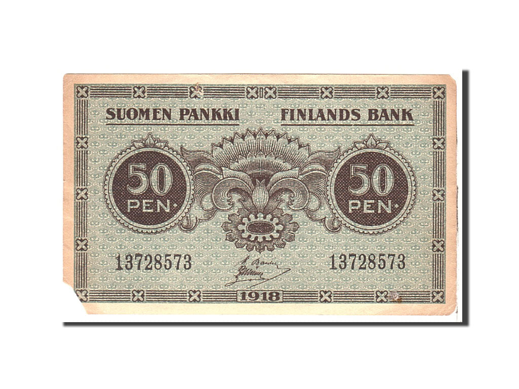 Finland, 50 Penniä, 1918, Undated, KM:34, EF(40-45)