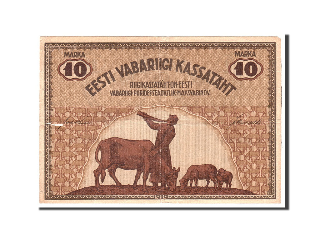 Banknot, Estonia, 10 Marka, 1919, Undated, KM:46a, EF(40-45)