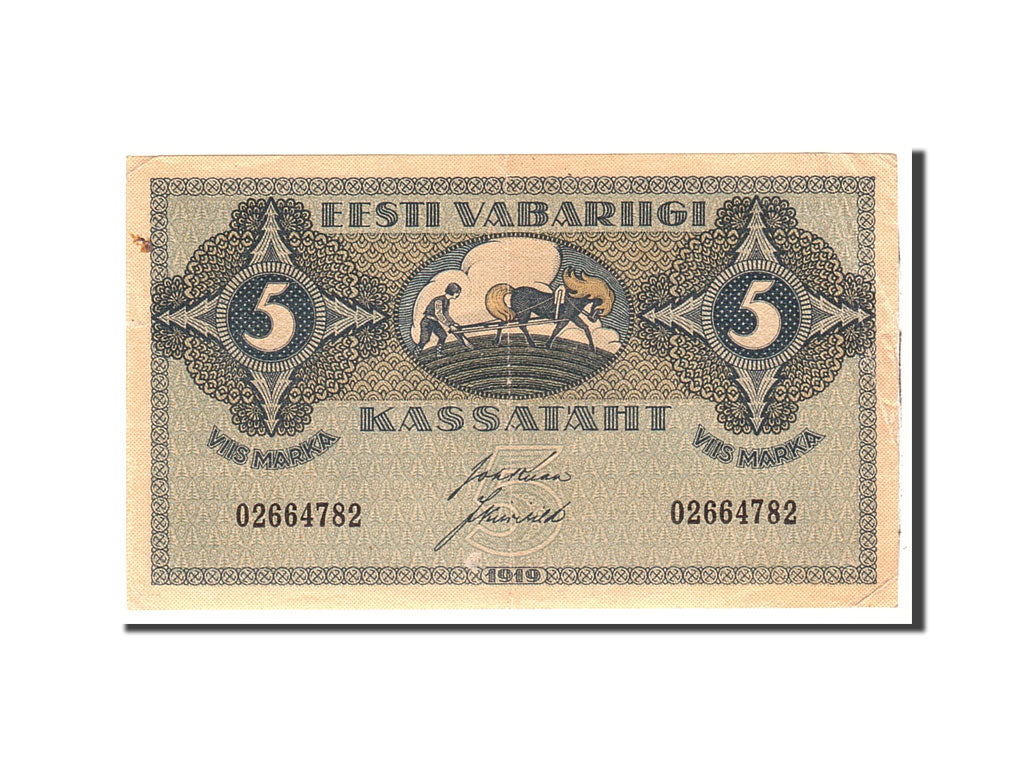 Banknot, Estonia, 5 Marka, 1919, Undated, KM:45a, EF(40-45)