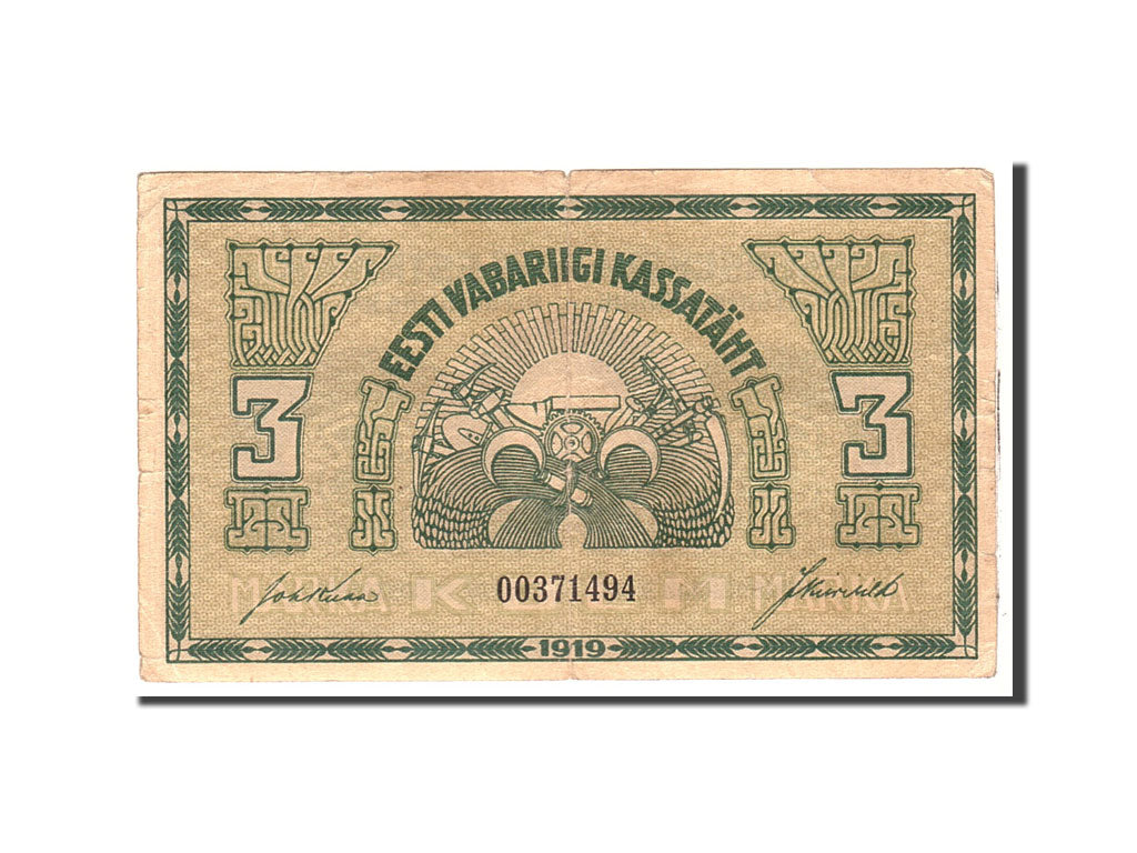 Billete, 3 Marka, 1919, Estonia, KM:44a, Undated, MBC