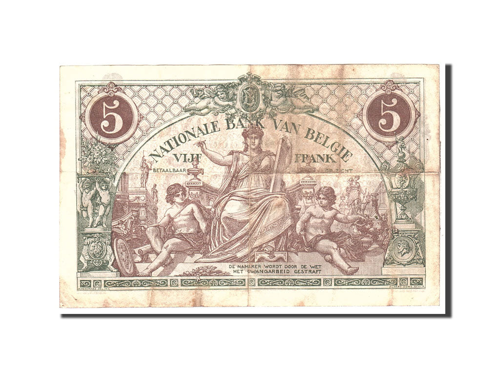 Banknote, Belgium, 5 Francs, 1914, 1914-07-01, KM:75a, EF(40-45)