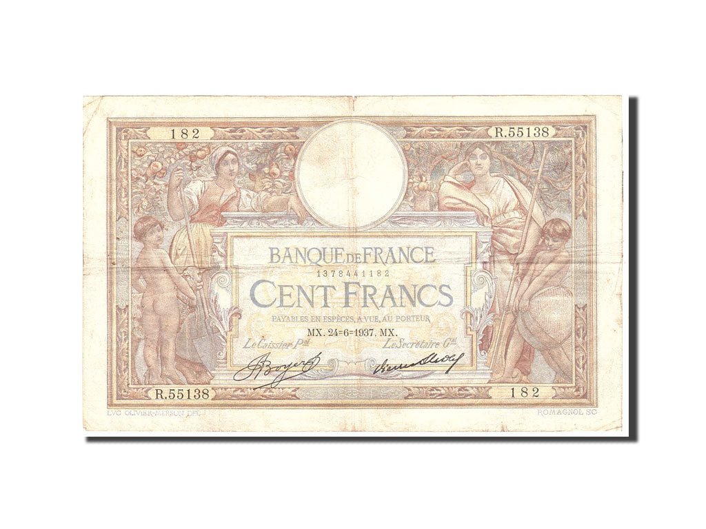 France, 100 Francs, 1937, KM:86a, 1937-06-24, EF(40-45)