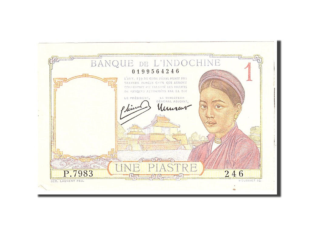 FRENCH INDO-CHINA, 1 Piastre, 1936, Undated, KM:54b, SUP