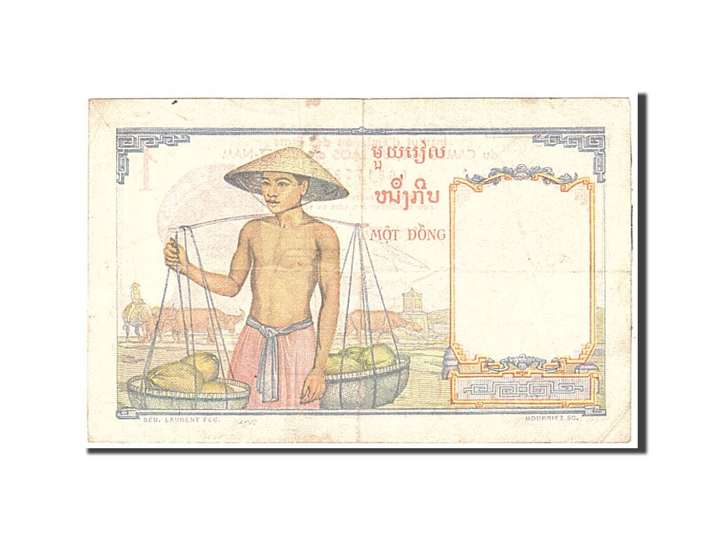 INDOCINA FRANCESE, 1 Piastre, 1936, KM:54b, Undated, BB