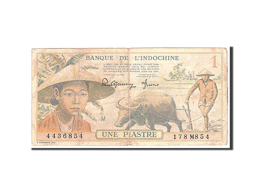 FRENCH INDO-CHINA, 1 Piastre, 1949, Undated, KM:74a, EF(40-45)