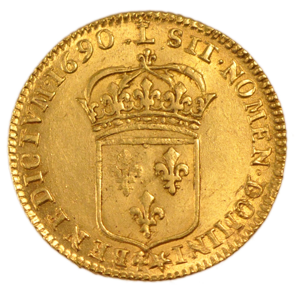FRANCE, Louis d'or à l'écu, Louis d'Or, 1690, Lille, AU(55-58), Gold, Gadoury #2
