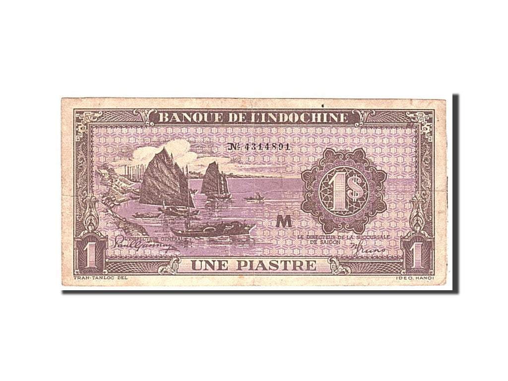 INDOCINA FRANCESE, 1 Piastre, 1942, KM:59a, Undated, BB