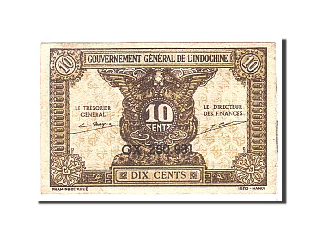 INDOCINA FRANCESE, 10 Cents, 1942, KM:89a, Undated, BB