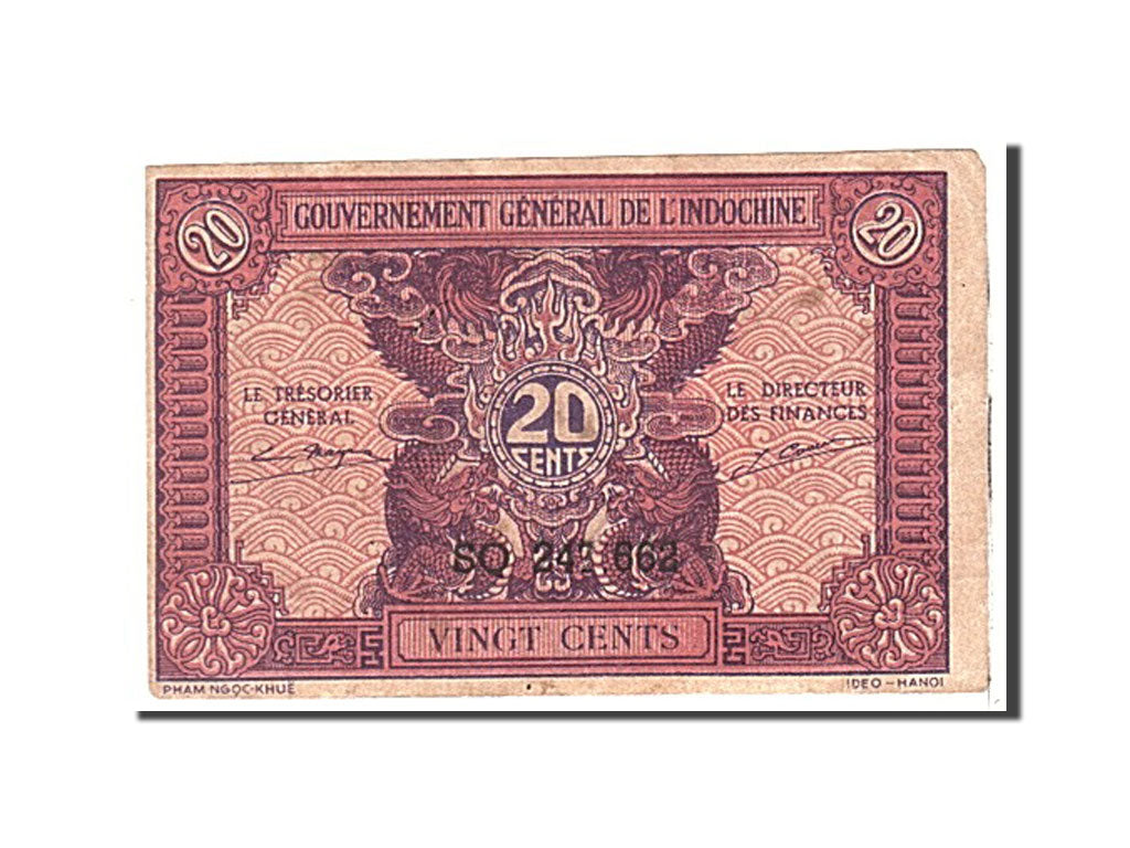 FRENCH INDO-CHINA, 20 Cents, 1942, Undated, KM:90, AU(50-53)